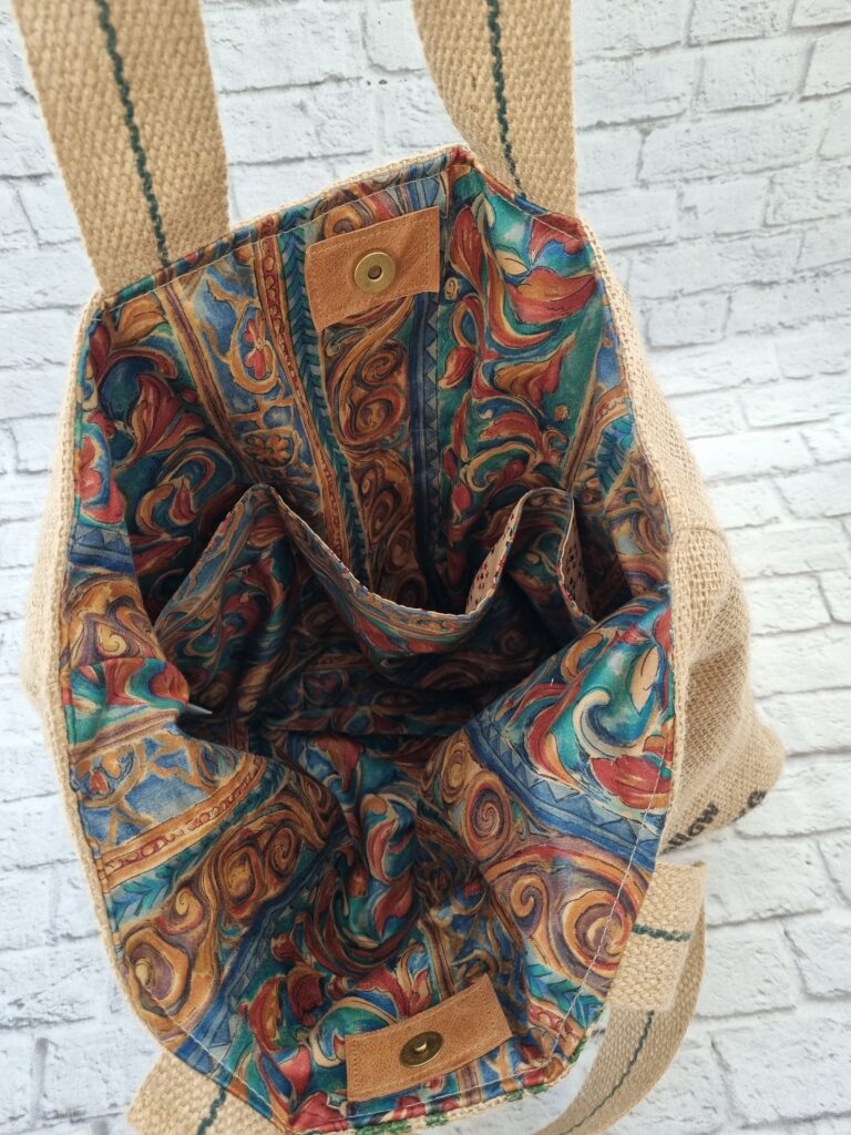 Recycled coffee sack tote bag Brazil Mercanta