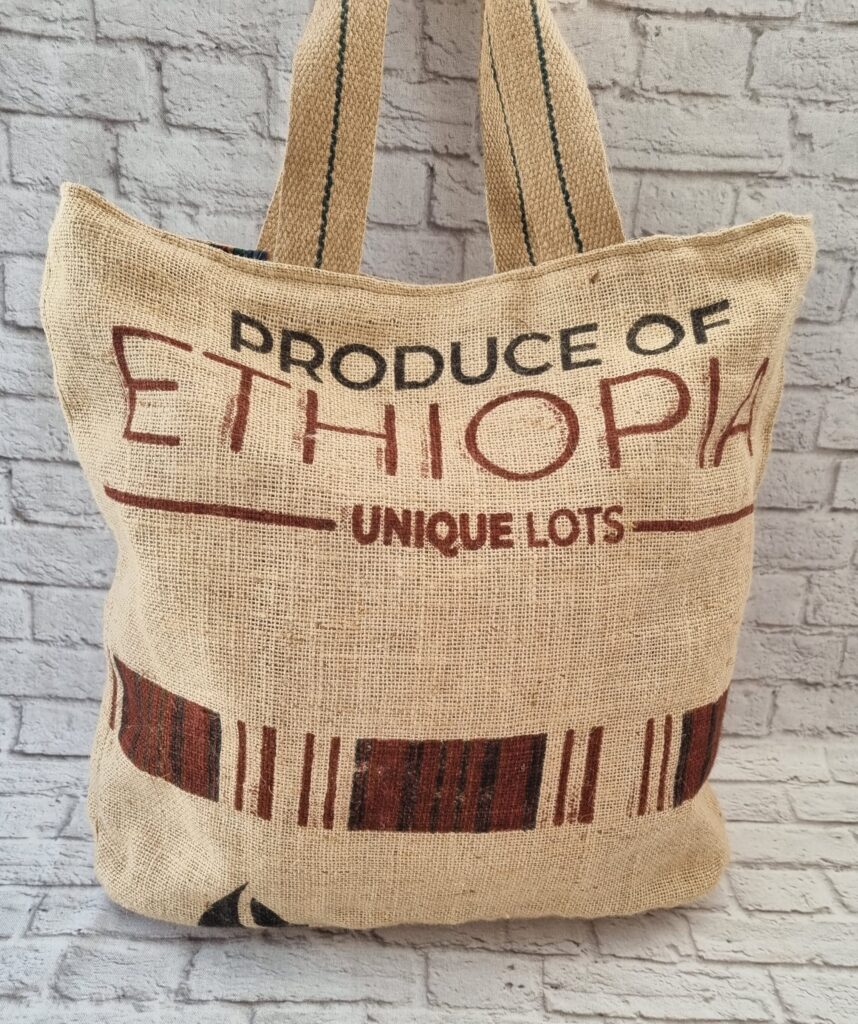 Recycled coffee sack tote bag Ethiopia