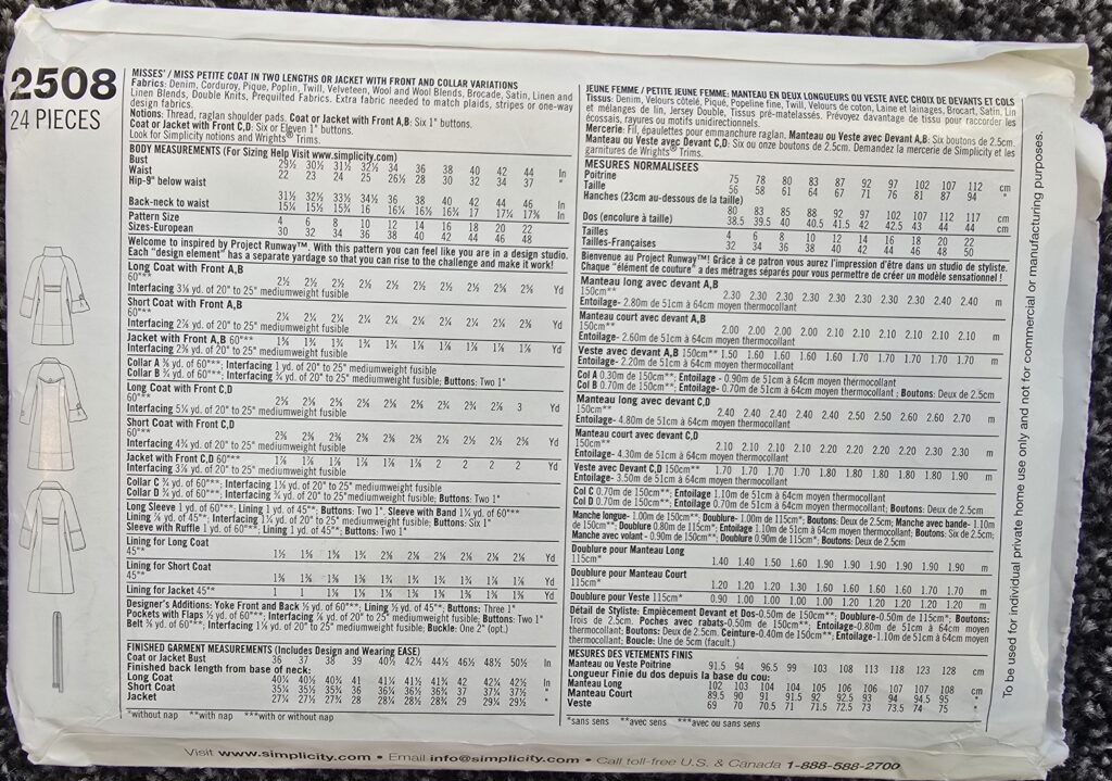 Simplicity 2508 Sewing Pattern