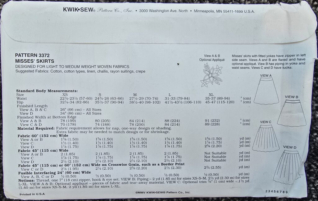 Kwik Sew 3372 Sewing Pattern