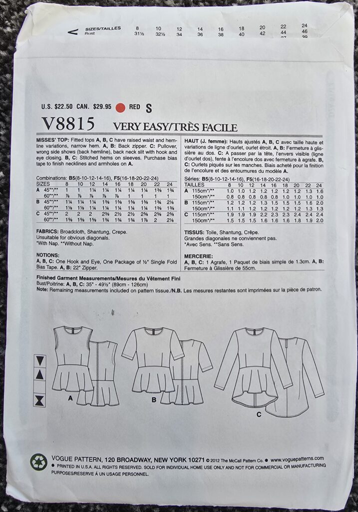 Vogue V8815 Sewing Pattern